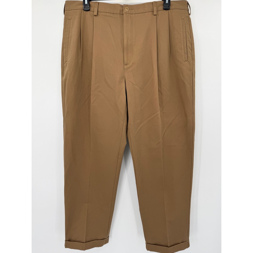 Cabela's Outfitter Series Pants Mens 42x32 Brown Pleated Cotton Chinos ZDSB0491